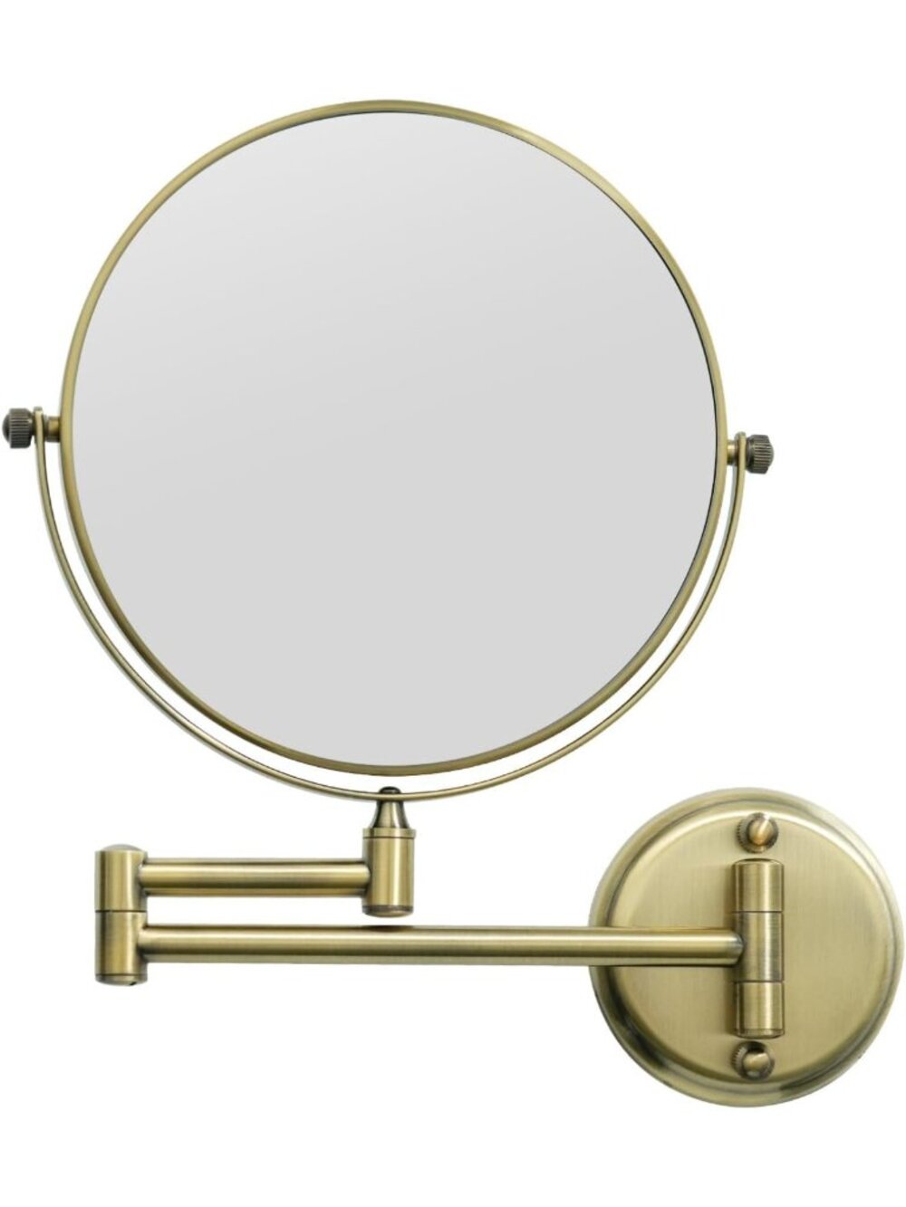 8" Wall Mounted Magnifying Mirror - Two-Sided Swivel, Antique Brass Finish, 10x